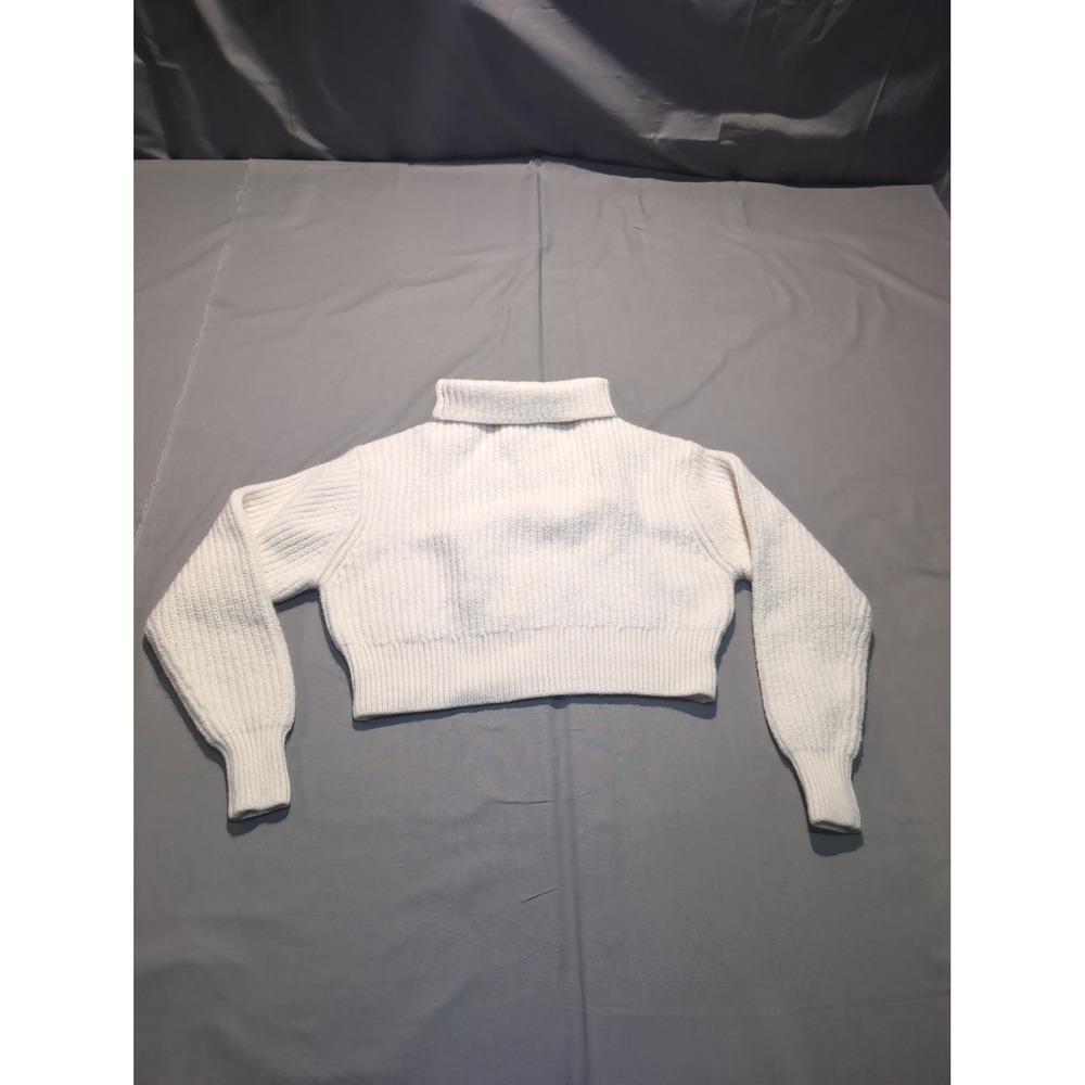 White Cropped Turtleneck Sweater - Women